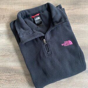 NORTH FACE 1/4 Zip Black Polartec Fleece Pullover Breast Cancer Small